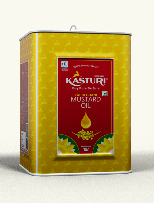 Kasturi 15 litre gold Tata-sheet mustard oil tin